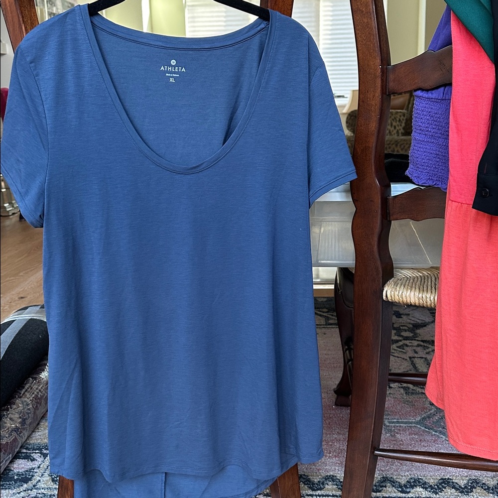 Athleta Indigo Scoop Neck Tee